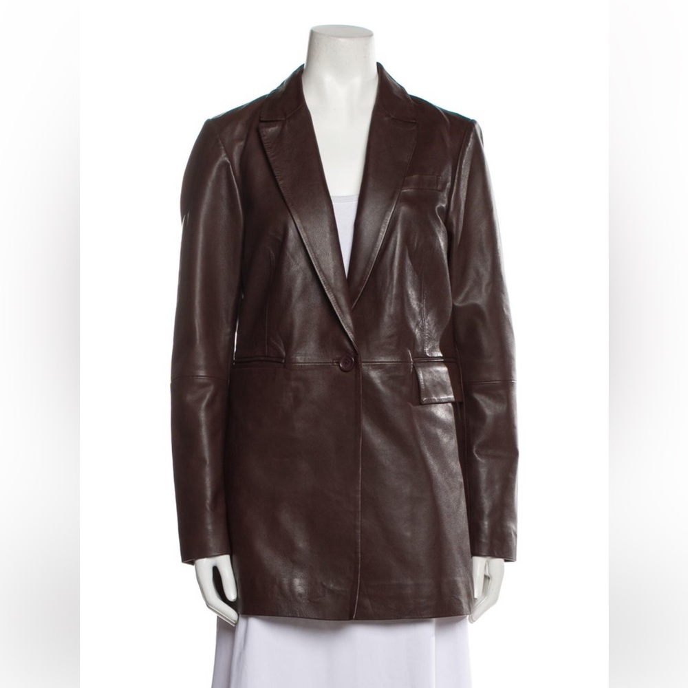 Elegant Dark Brown Leather Blazer
